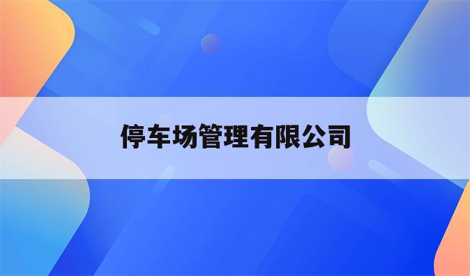 停车场管理有限公司
