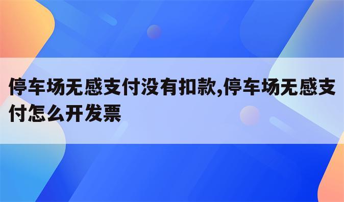 停车场无感支付没有扣款,停车场无感支付怎么开发票