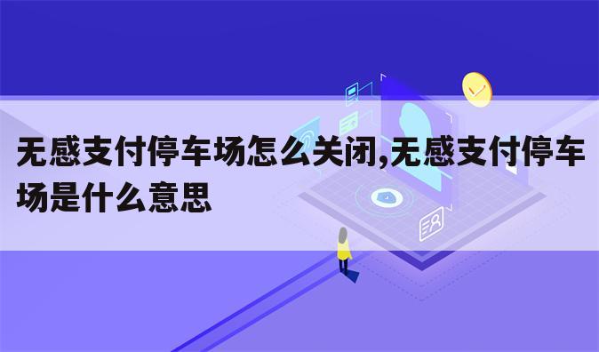无感支付停车场怎么关闭,无感支付停车场是什么意思