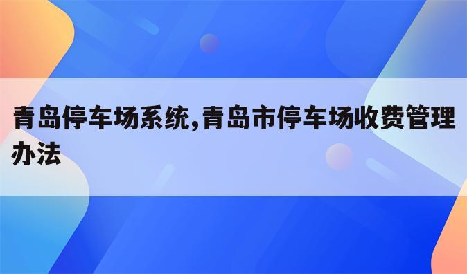 青岛停车场系统,青岛市停车场收费管理办法