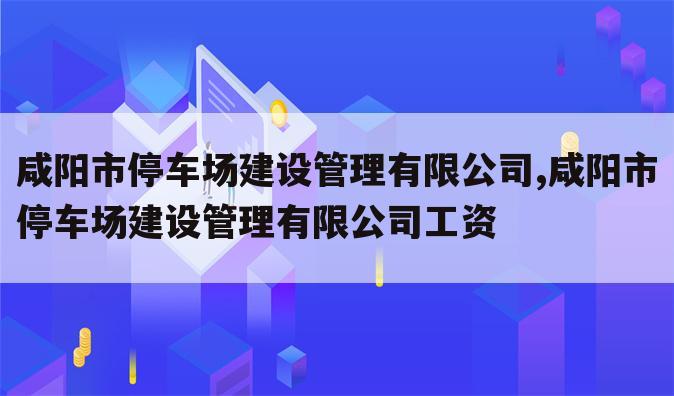 咸阳市停车场建设管理有限公司,咸阳市停车场建设管理有限公司工资