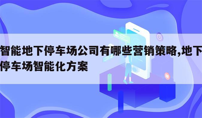 智能地下停车场公司有哪些营销策略,地下停车场智能化方案