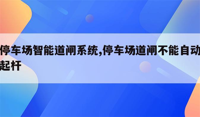 停车场智能道闸系统,停车场道闸不能自动起杆