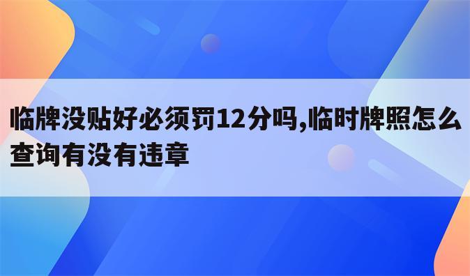 临牌没贴好必须罚12分吗,临时牌照怎么查询有没有违章