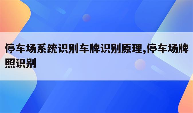 停车场系统识别车牌识别原理,停车场牌照识别