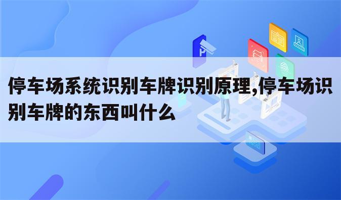 停车场系统识别车牌识别原理,停车场识别车牌的东西叫什么