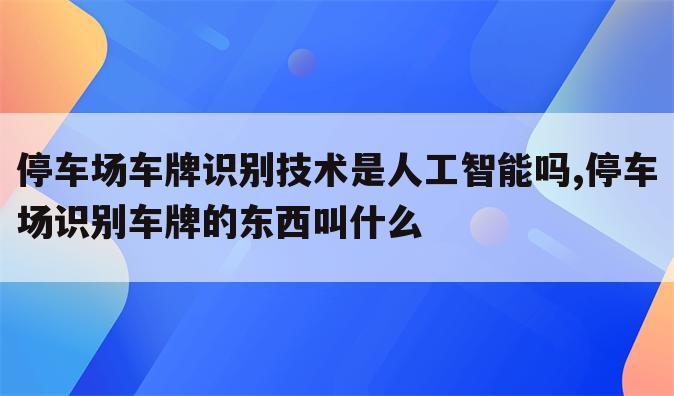 停车场车牌识别技术是人工智能吗,停车场识别车牌的东西叫什么
