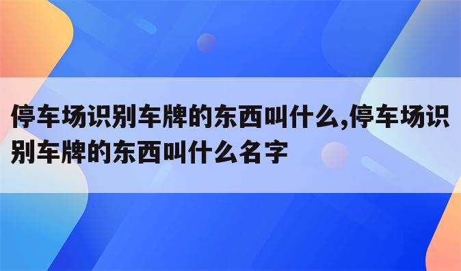 停车场识别车牌的东西叫什么,停车场识别车牌的东西叫什么名字