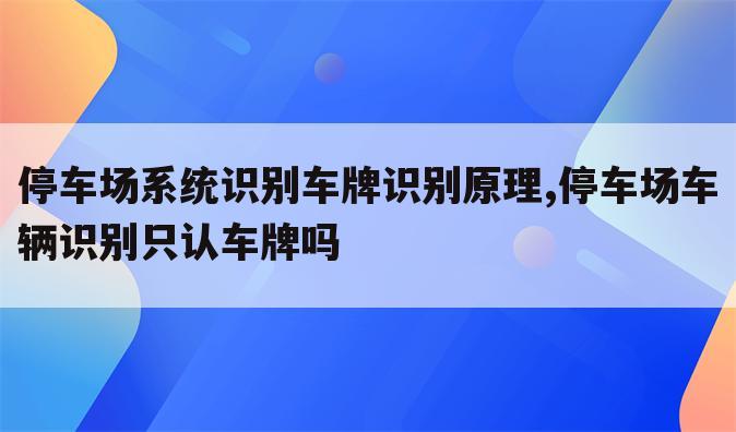 停车场系统识别车牌识别原理,停车场车辆识别只认车牌吗