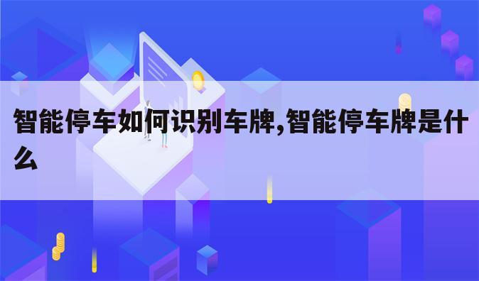 智能停车如何识别车牌,智能停车牌是什么