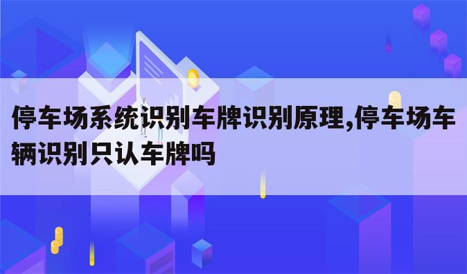 停车场系统识别车牌识别原理,停车场车辆识别只认车牌吗