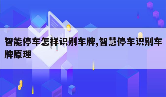 智能停车怎样识别车牌,智慧停车识别车牌原理