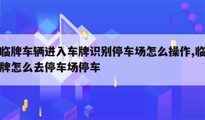 临牌车辆进入车牌识别停车场怎么操作,临牌怎么去停车场停车