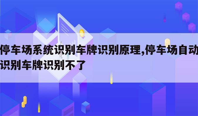 停车场系统识别车牌识别原理,停车场自动识别车牌识别不了