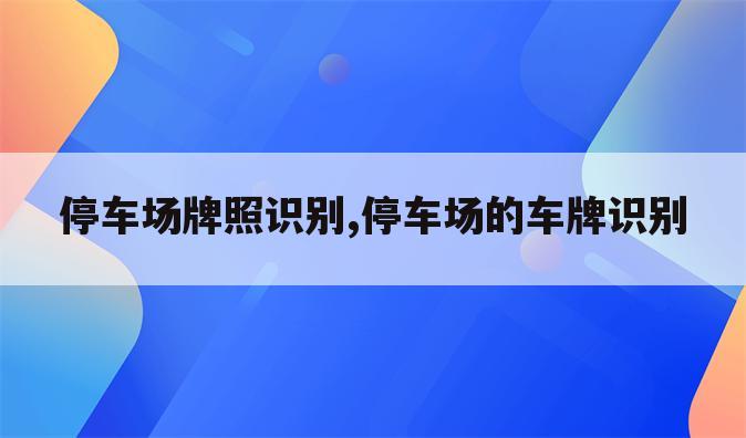 停车场牌照识别,停车场的车牌识别
