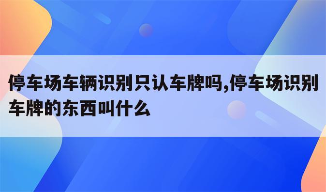 停车场车辆识别只认车牌吗,停车场识别车牌的东西叫什么