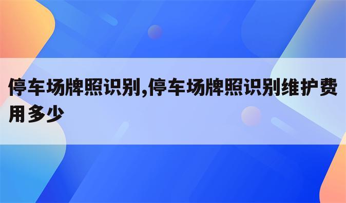 停车场牌照识别,停车场牌照识别维护费用多少