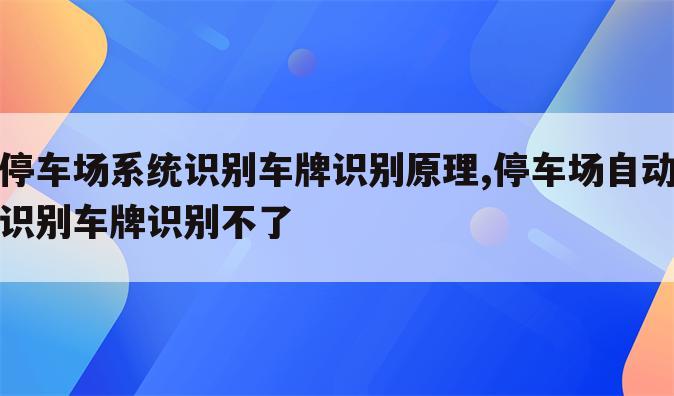 停车场系统识别车牌识别原理,停车场自动识别车牌识别不了