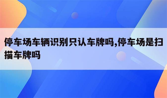 停车场车辆识别只认车牌吗,停车场是扫描车牌吗
